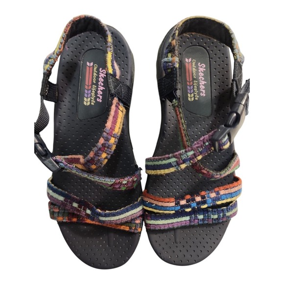 ✨ Skechers Reggae Sew Me Blue Strappy Sandals Women's Size 6 — Used, Great Condi - Picture 1 of 15